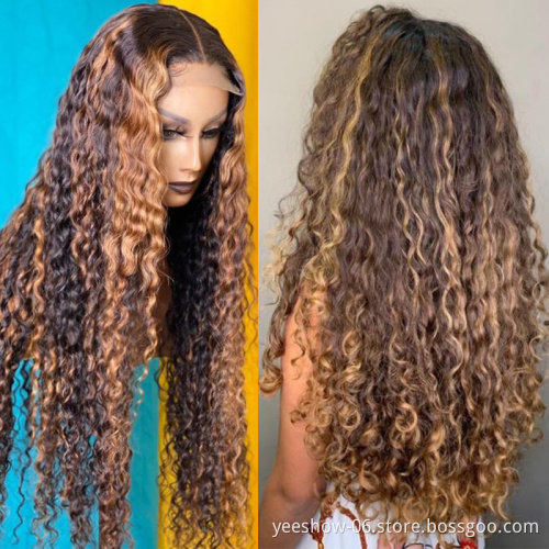 wholesale 32 34 inch Hd Transparent Full Lace Front Wig Raw Brazilian Deep Wave Virgin Human Hair Lace Frontal Wig Vendor